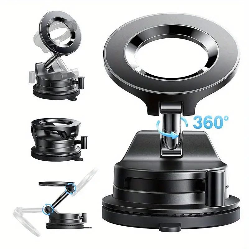 Magnetic Car Phone Holder Foldable Vacuum Suction Mount Multi Angle Stand